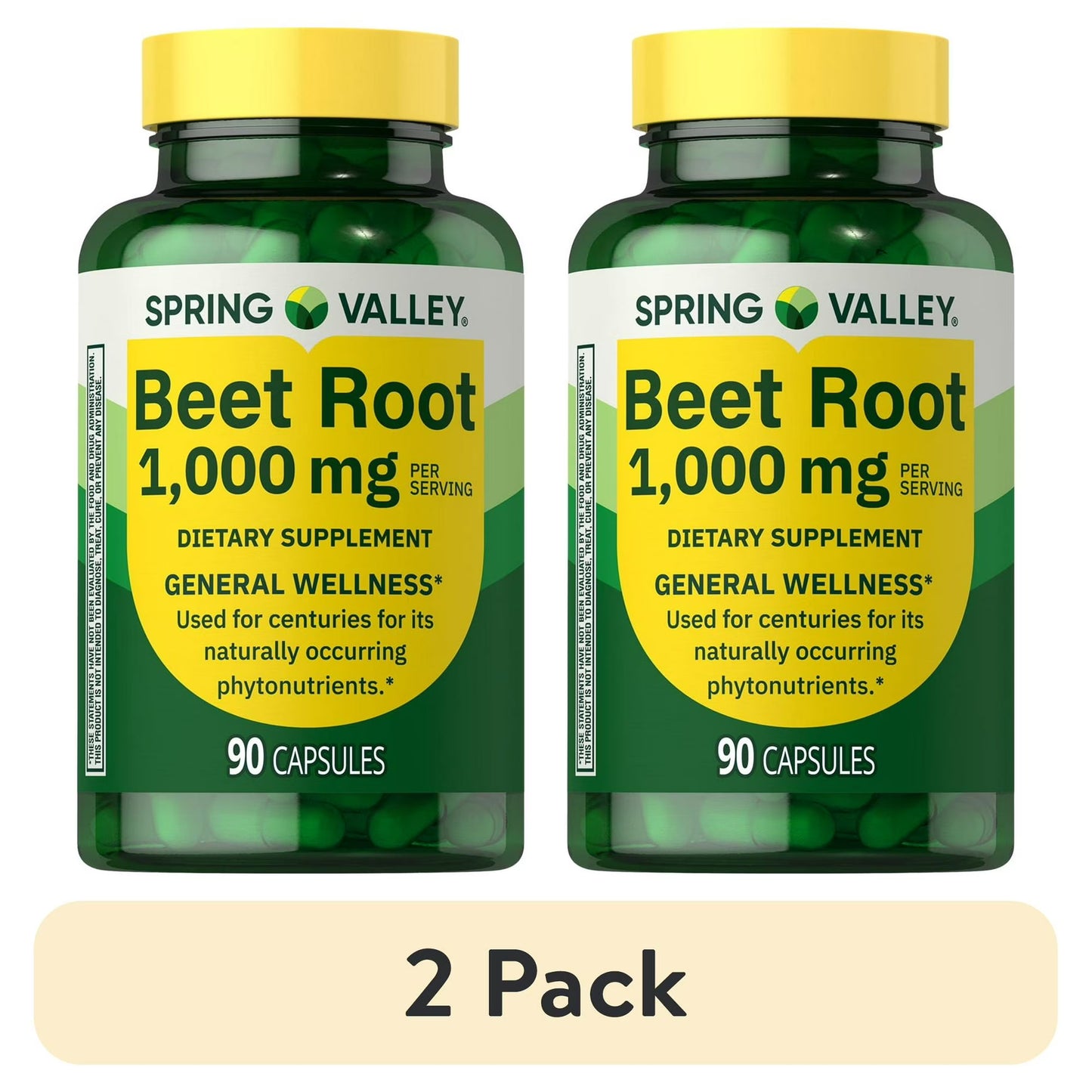 (2 pack) Spring Valley Beet Root Dietary Supplement, 1000 mg, 90 Count
