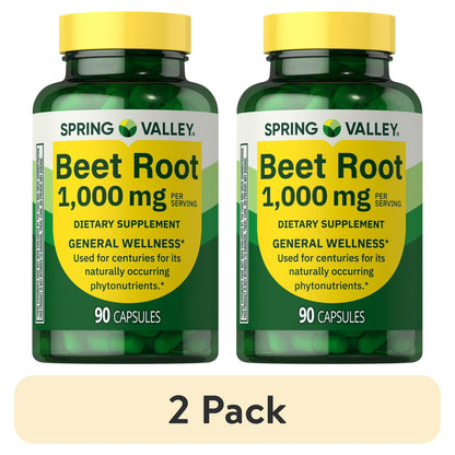 (2 pack) Spring Valley Beet Root Dietary Supplement, 1000 mg, 90 Count