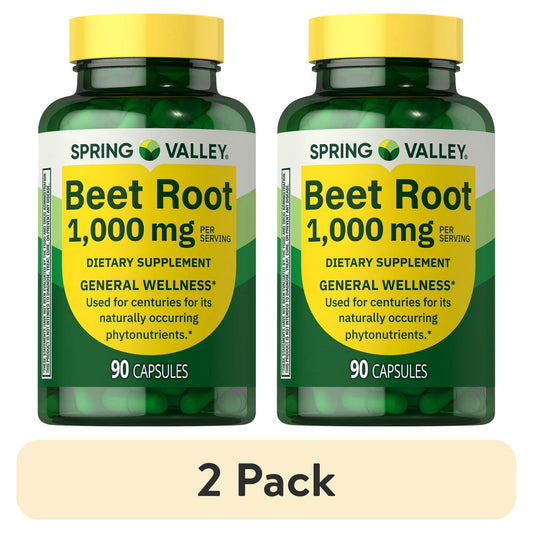 (2 pack) Spring Valley Beet Root Dietary Supplement, 1000 mg, 90 Count