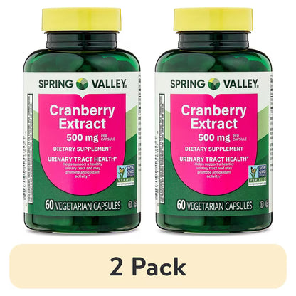 (2 pack) Spring Valley Cranberry Extract Urinary Tract Support Vegetarian Capsules, 500mg, 60 Count
