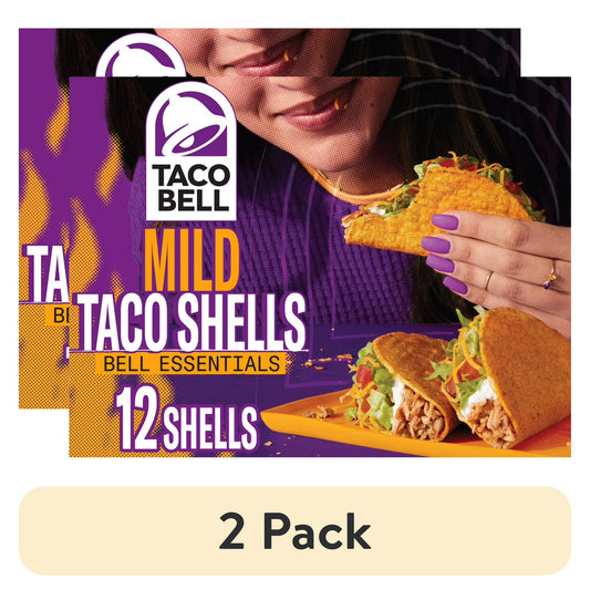 (2 pack) Taco Bell Mild Seasoned Flavor Crunchy Taco Shells, 12 ct, 4.8 oz Box