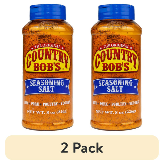 (2 pack) Country Bob's Seasoning Salt for Barbecue & Seasoning, 8oz