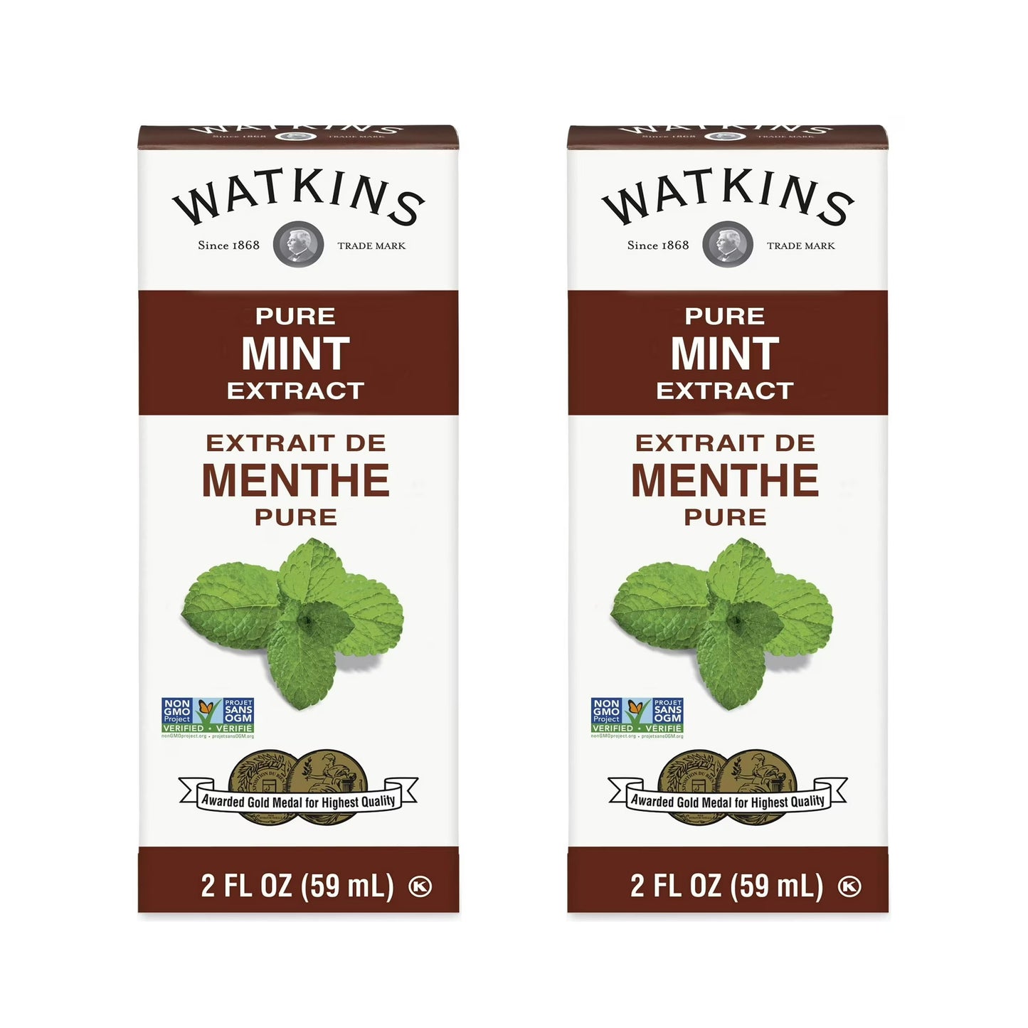 (2 pack) Watkins Pure Mint Extract, 2 fl oz (Shelf Stable, Plastic container)