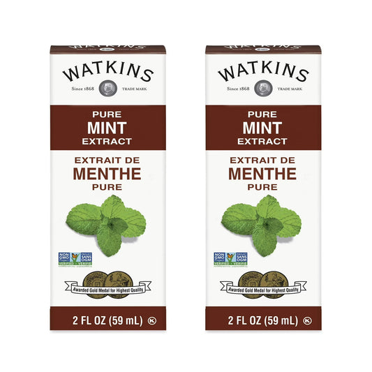 (2 pack) Watkins Pure Mint Extract, 2 fl oz (Shelf Stable, Plastic container)