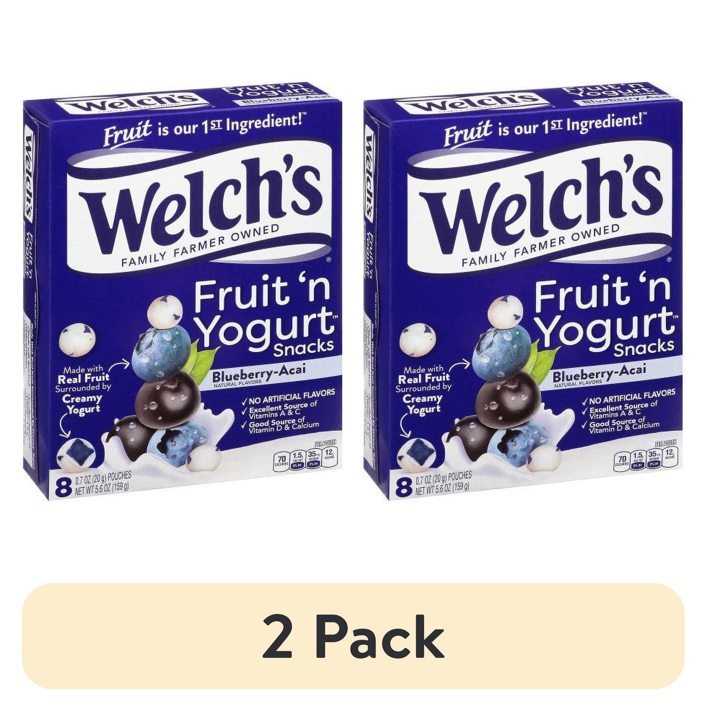 (2 pack) Welch's Blueberry-Acai Fruit 'n' Yogurt Snacks