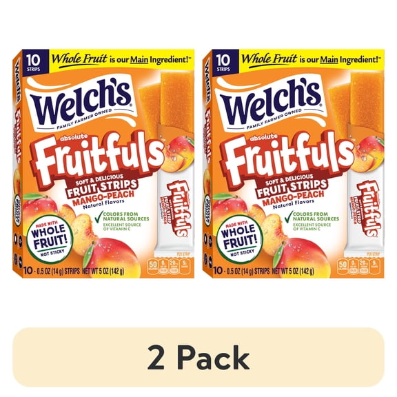 (12 pack) Welch's Fruitfuls Mango-Peach Soft Fruit Strips, .5 oz, 10 Count