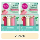 (2 pack) eos 100% Natural & Organic Lip Balm- Strawberry, Mint, Pomegranate, Vanilla, 0.14 oz, 4 Pack