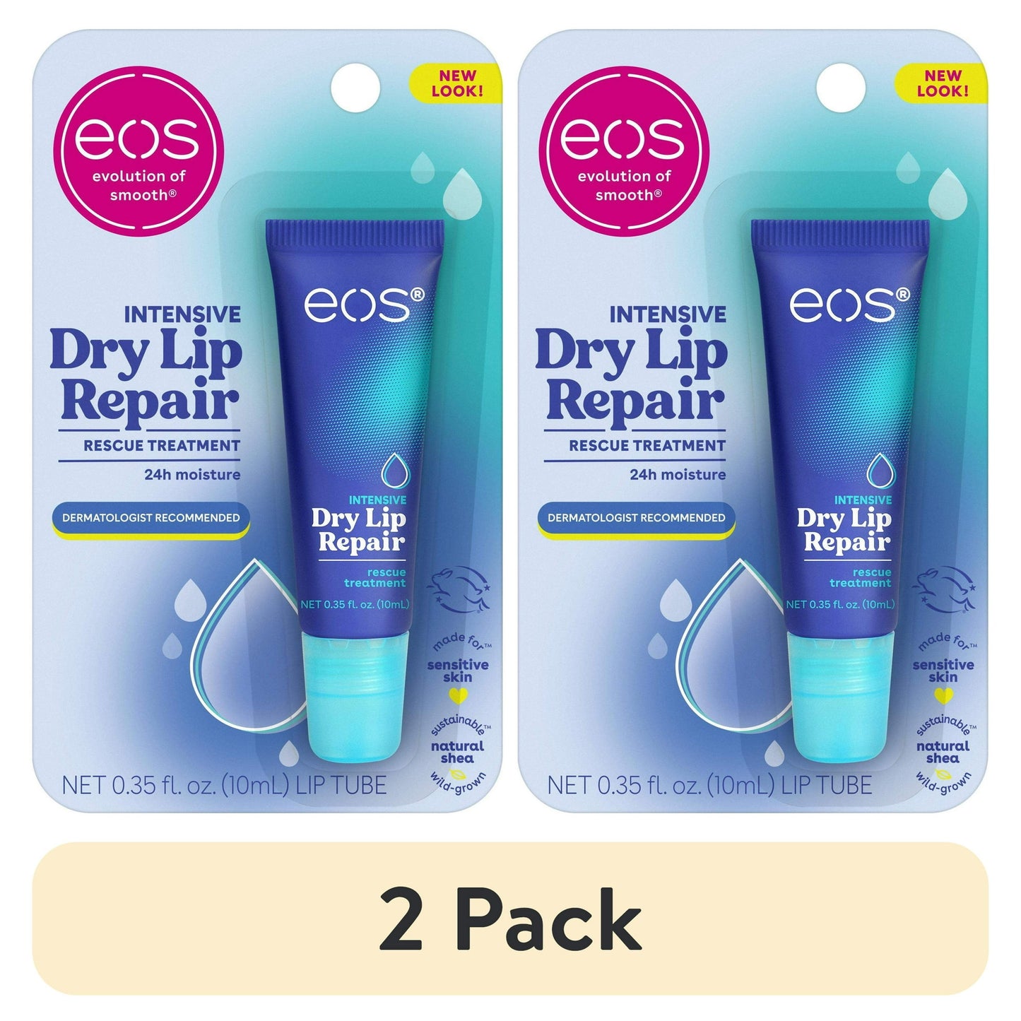(2 pack) eos Hero Lip Repair, Extra Dry 24HR Treatment, Overnight Moisture, 0.35 fl oz