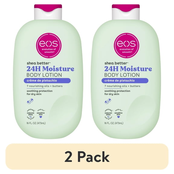 (2 pack) eos Shea Better Body Lotion- Creme de Pistachio, Soothes Dry Skin, 16 fl oz