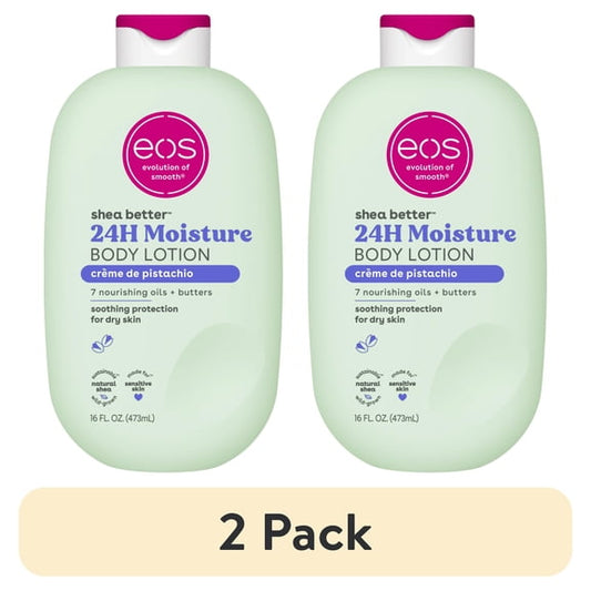 (2 pack) eos Shea Better Body Lotion- Creme de Pistachio, Soothes Dry Skin, 16 fl oz