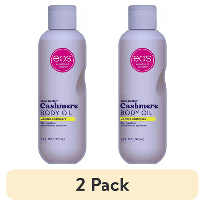 (2 pack) eos Shea Better Vanilla Cashmere Body Oil, Skin Nourishing Lightweight Silky Finish, 6 fl oz