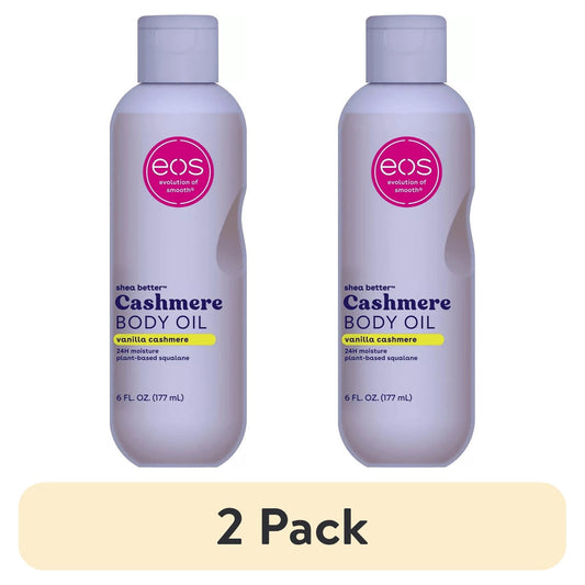 (2 pack) eos Shea Better Vanilla Cashmere Body Oil, Skin Nourishing Lightweight Silky Finish, 6 fl oz