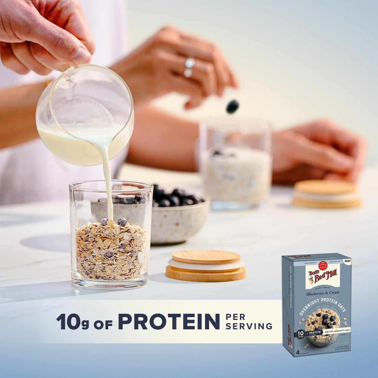 Bob's Red Mill Blueberries & Cream Overnight Instant Protein Oats, 8.47 oz (4 Count)
