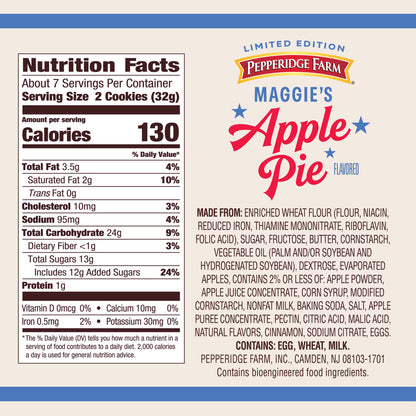 Pepperidge Farm Maggie's Apple Pie Cookies, 8.2 oz Bag