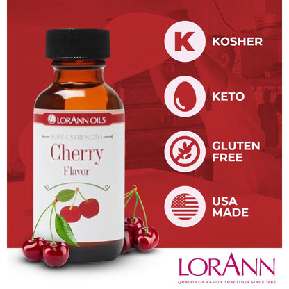 LorAnn Oils Super Strength Flavoring - Used For Candy Making, Flavoring Extracts, Baking, Hard Candy, and Flavor Oils - Bold, Natural Flavors 4X Stronger Than Extracts - Cherry, 1 fl dram