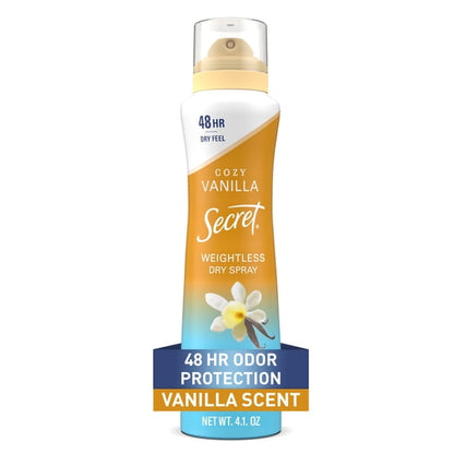 Secret Dry Spray Antiperspirant Deodorant, Vanilla and Argan Oil, 4.1 oz