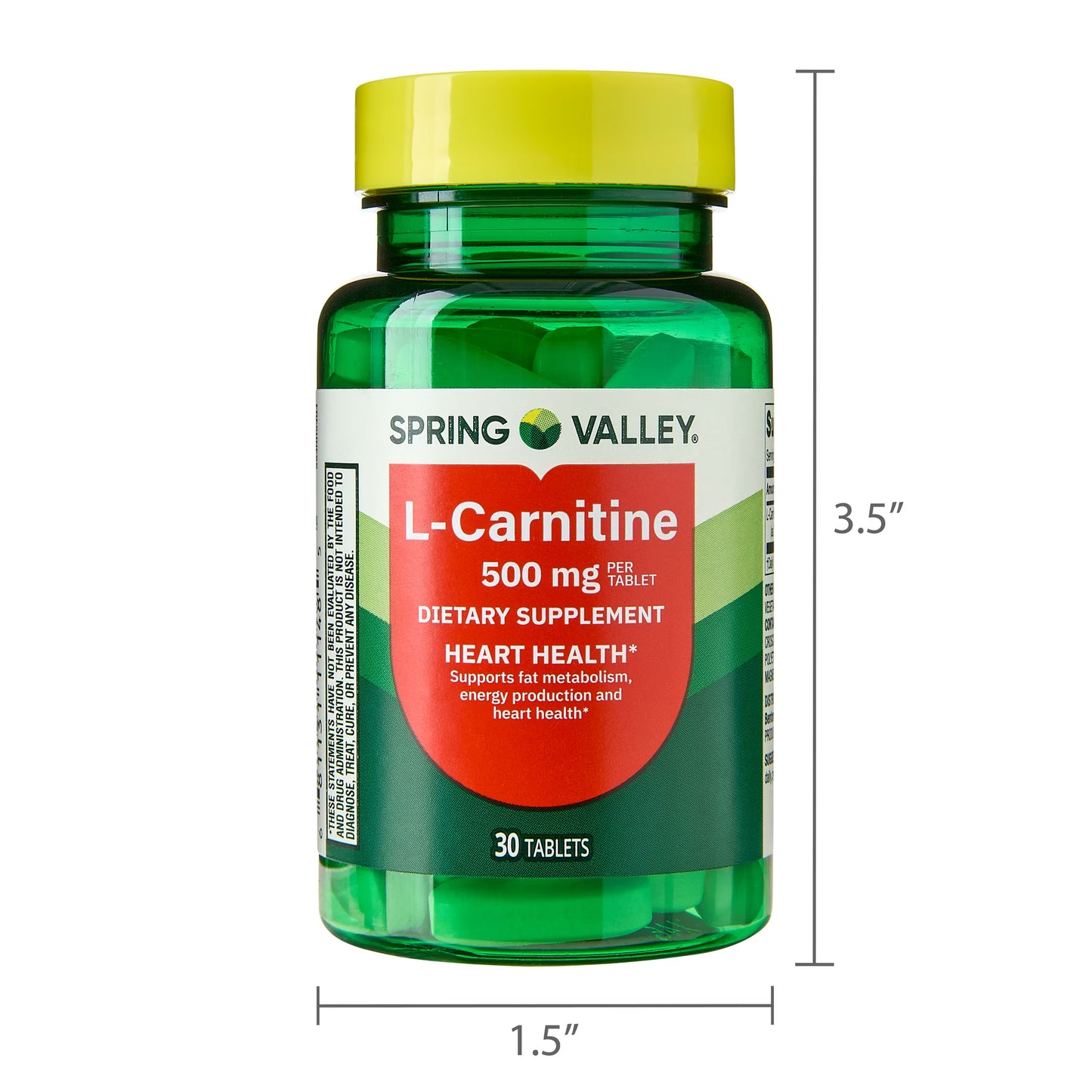 Spring Valley L Carnitine Amino Acid Dietary Supplement Tablets for Heart Health, 500 mg, 30 Count