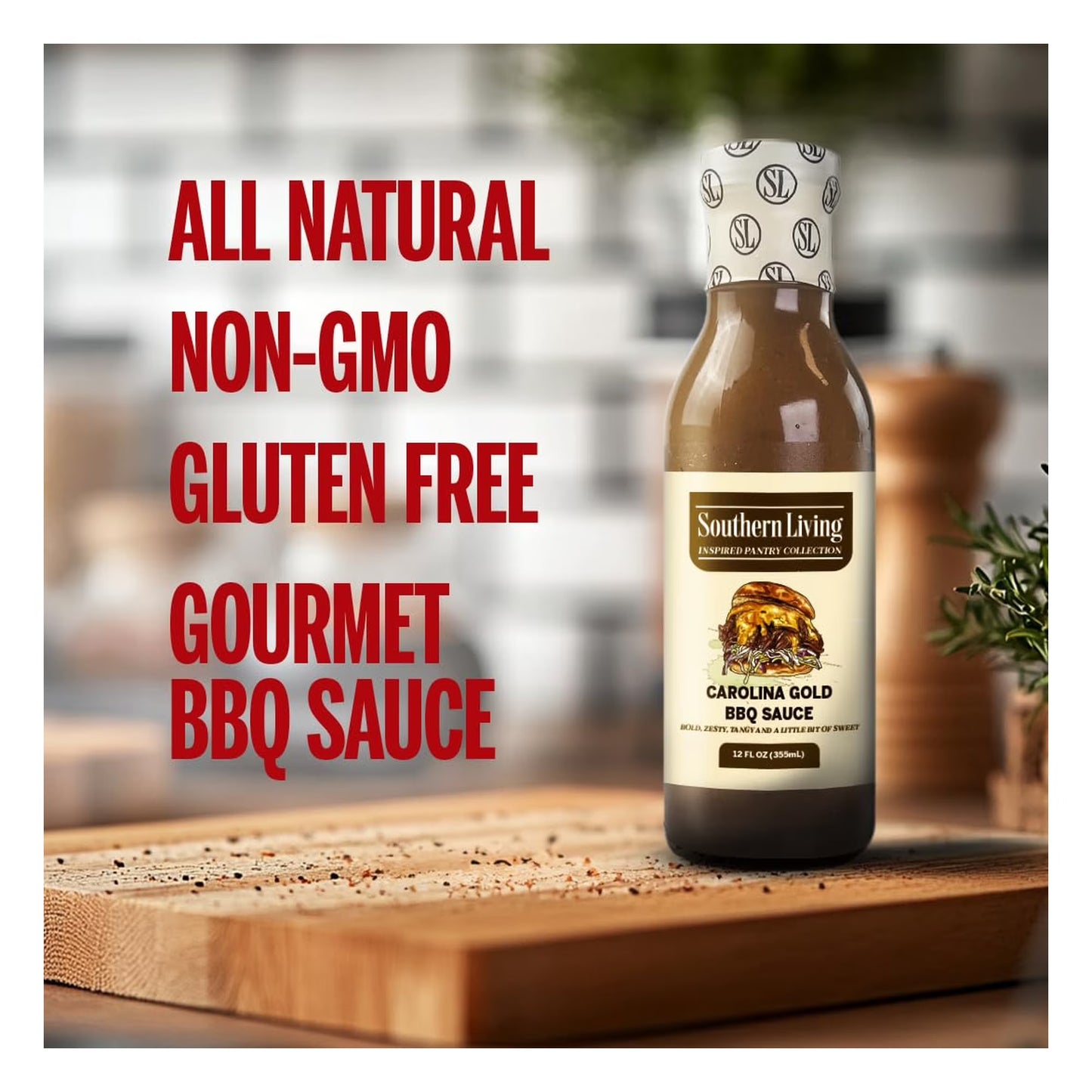 Southern Living Carolina Gold BBQ Sauce, 12 fl oz – Small Batch Zesty BBQ Sauce for Quick Grilling and Dipping