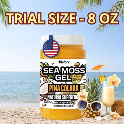 Sea Moss Gel – Pina Colada 8oz Raw Wildcrafted Irish Sea Moss, Vegan Superfood, Essential Vitamins & Trace Minerals, Jam, Jelly & Spread Gifts, Made in the USA