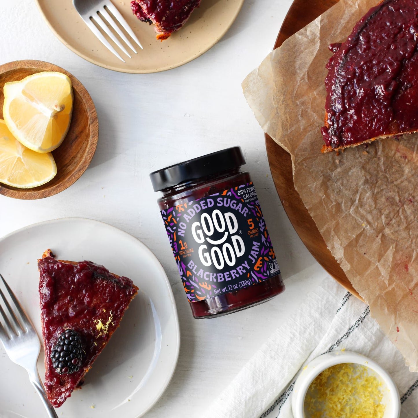 GOOD GOOD Blackberry Jam, No Added Sugar, Low Calorie, Keto Friendly, 12 oz, 2 pack