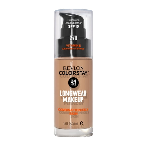 Revlon ColorStay Liquid Foundation Makeup, Matte Finish, Combination/Oily Skin, SPF 15, 270 Chestnut, 1 fl oz