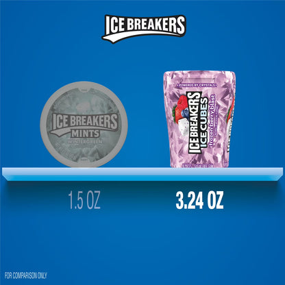 ICE BREAKERS Ice Cubes Frozen Berry Blast Sugar Free Chewing Gum Bottle, 3.24 oz (40 Pieces)