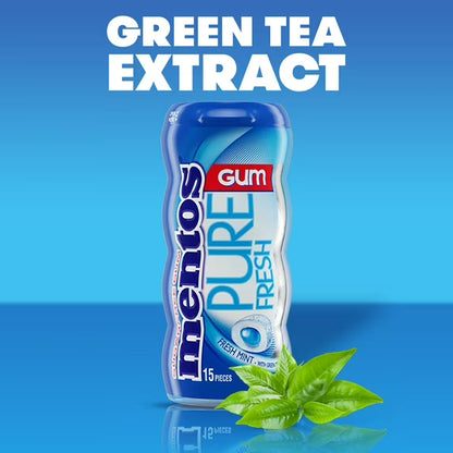 Mentos Pure Fresh Gum Fresh Mint 15 Piece Pocket Bottle - Pack of 10
