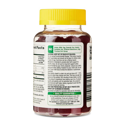 (3 pack) Spring Valley Kids Melatonin Dietary Supplement Gummies, Raspberry, 1 mg, 60 Count