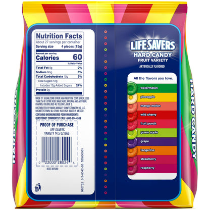 Life Savers Hard Candy Fruit Variety Candy Bag, Sharing Size, 14.5 oz, 108 Ct