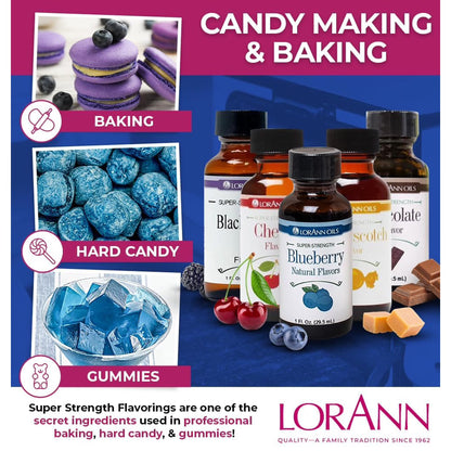 LorAnn Oils Super Strength Flavoring - Used For Candy Making, Flavoring Extracts, Baking, Hard Candy, and Flavor Oils, Blueberry, 1 fl dram