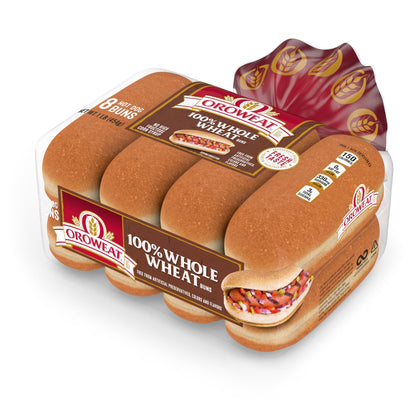 Oroweat Whole Wheat Hot Dog Buns, 8 count, Hot Dog Buns, 16 oz Bag