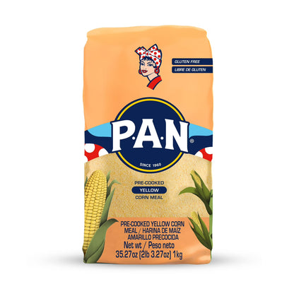 (10 pack) P.A.N. Pre-Cooked Yellow Corn Meal Gluten Free- Harina De Maiz Amarillo Precocida 2.2lb