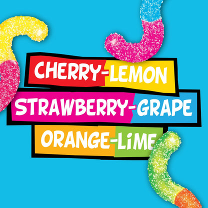 Trolli Sour Brite Crawlers, Candy, Cherry-Lemon, Strawberry-Grape & Orange-Lime, Sweet and Sour, Gummy Worms, 5 oz
