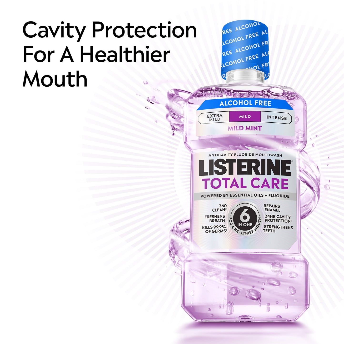 Listerine Total Care Alcohol-Free Mild Mouthwash/Mouth Rinse, Mild Mint, 33.8 fl. oz/1L
