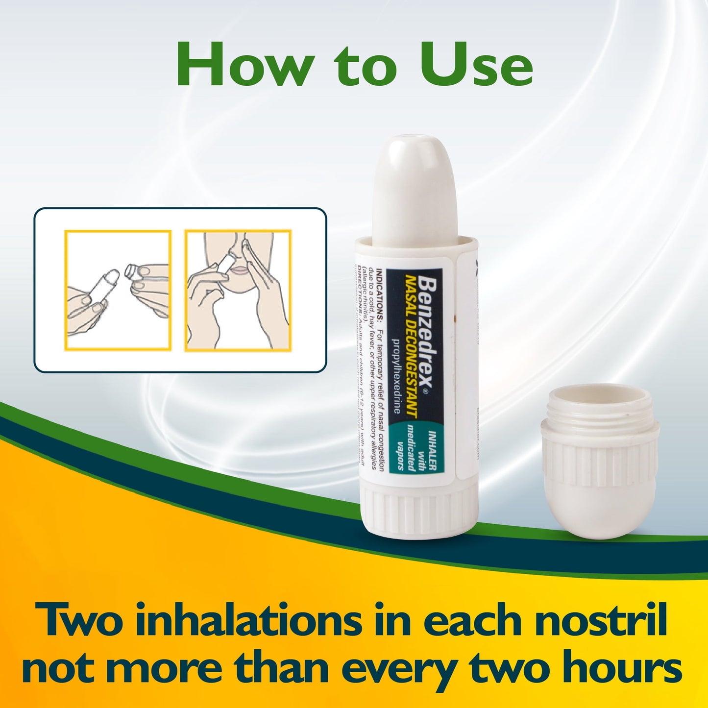 (2 pack) Benzedrex Nasal Decongestant Inhaler With Medicated Vapors