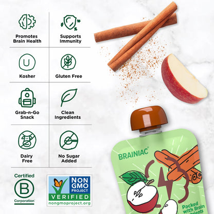 Brainiac Brain Squeezers 16ct APL, CIN Variety Pack Applesauce