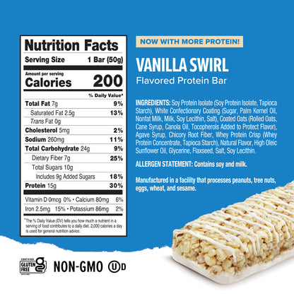 Ready Clean Protein Bar, Vanilla Swirl, 5 Count Box Protein Bar