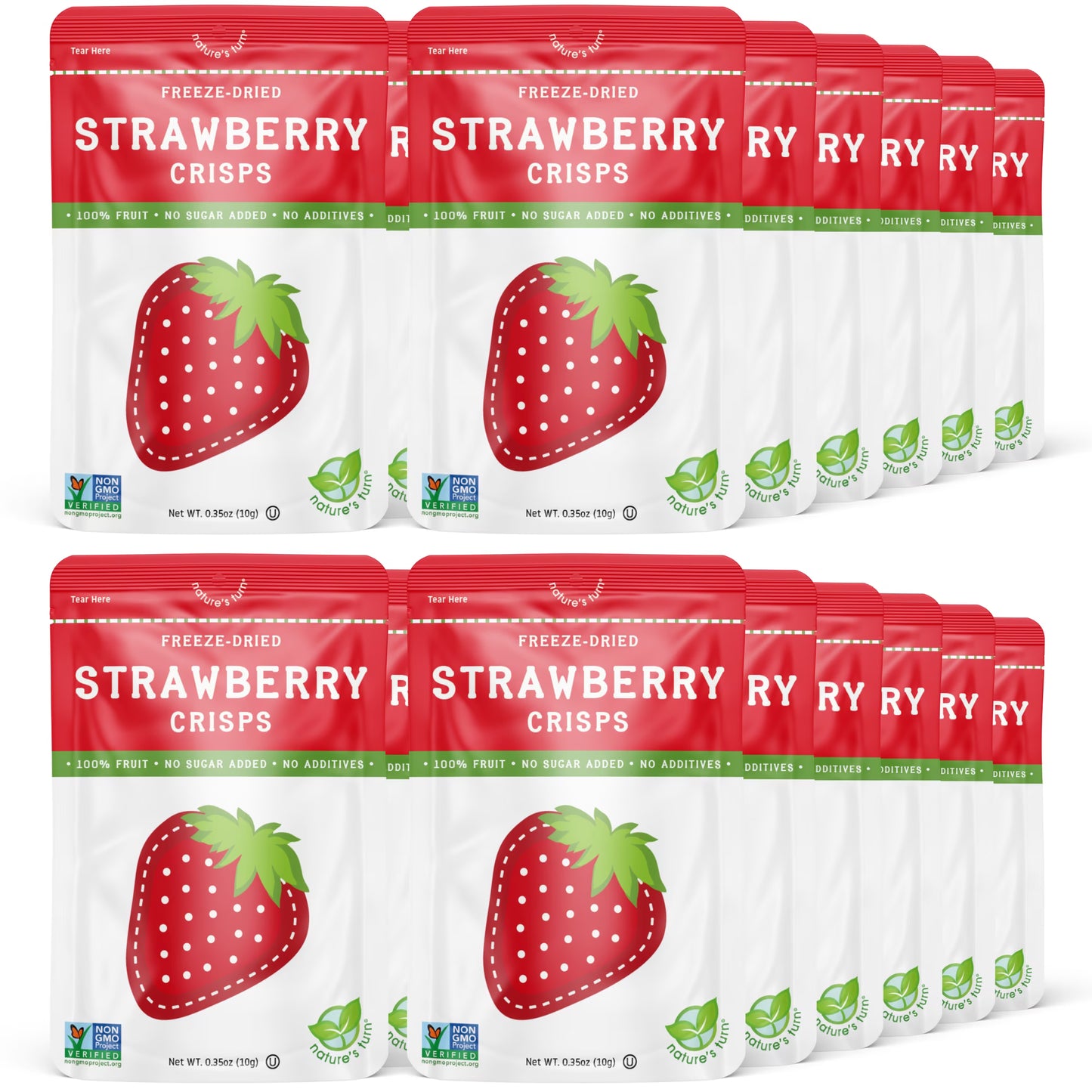 Nature’s Turn Freeze-Dried Strawberry Crisps, No Added Sugar, Healthy Natural Fruit Crisp Snack for School Lunches, 2 Pack (1.2 oz Each)