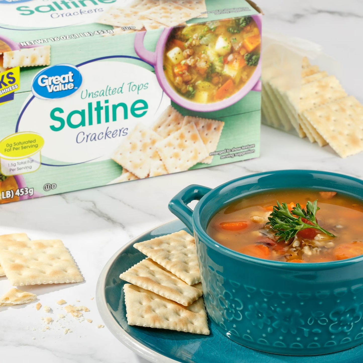 Great Value Unsalted Tops Saltine Crackers, 16 oz