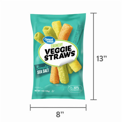 (3 pack) Great Value Sea Salt Veggie Straws, 7 oz