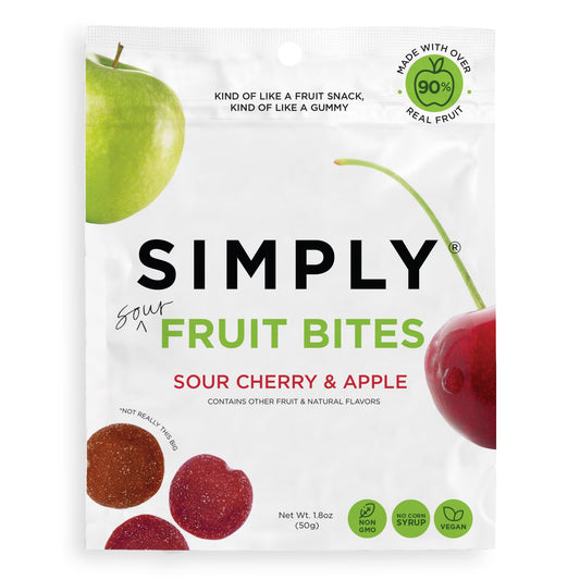 SIMPLY Fruit Bites, Fruit Snack Bundle, Peach Raspberry & Cherry Apple, 6 Pack (1.8 oz)