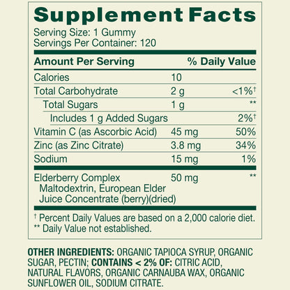Spring Valley Adult Elderberry Dietary Supplement Gummies for Immune Health, 50mg, 120 Count