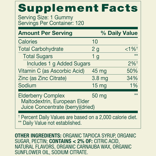 Spring Valley Adult Elderberry Dietary Supplement Gummies for Immune Health, 50mg, 120 Count