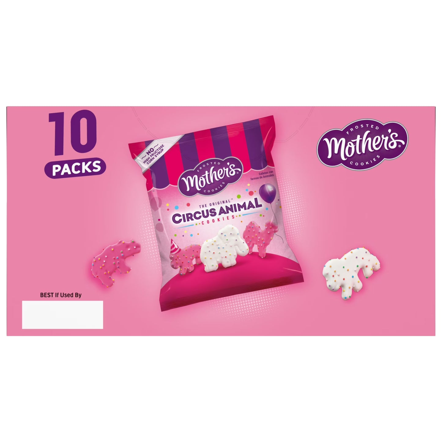 Mother’s Original Circus Animal, Frosted Animal Cookies with Rainbow Sprinkles, 10 packs, 1 oz Each