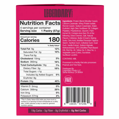 Legendary Foods Gluten Free and Keto Friendly Protein Pastry - Cherry Crumble - 8oz/4ct