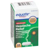 Equate Extra Strength Headache Relief Caplets with Acetaminophen, Aspirin, and Caffeine, 24 Count