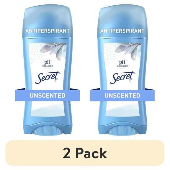 (2 pack) Secret Women's Invisible Solid Antiperspirant and Deodorant, Unscented, 2.6 oz