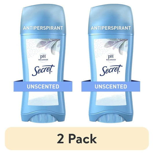 (2 pack) Secret Women's Invisible Solid Antiperspirant and Deodorant, Unscented, 2.6 oz