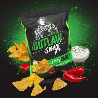 Outlaw Snax Spicy Ranch Flavored Tortilla Chips 10oz Family Size Bag