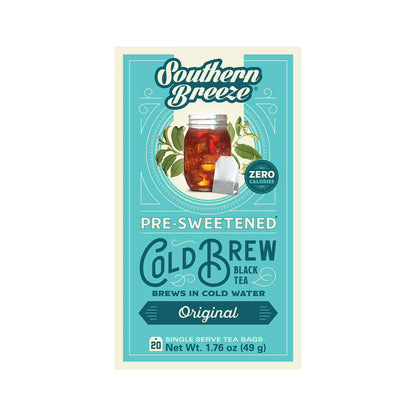 Southern Breeze Cold Brew Sweet Tea Original Iced Tea with Black Tea and Zero Carbs Zero Sugar, 20 Individually Wrapped Tea Bags Southern Sweet Tea Iced Tea Beverage